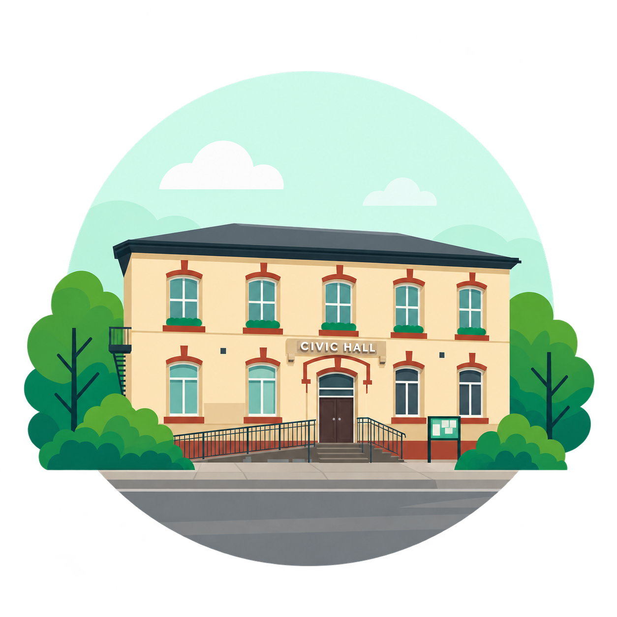Illustration of Hazel Grove civic hall